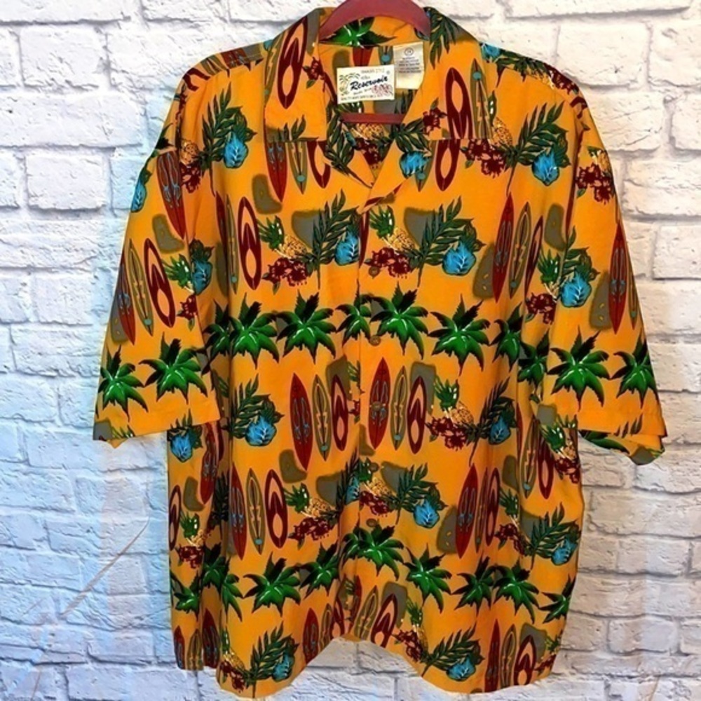 Hawaiian Style Reservoir Mens 2X Tropical Casual Collared Button Down Shirt